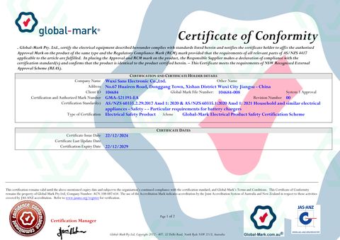 Sans Charger Certificate