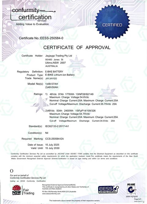 Jayjaygo Battery Certificate