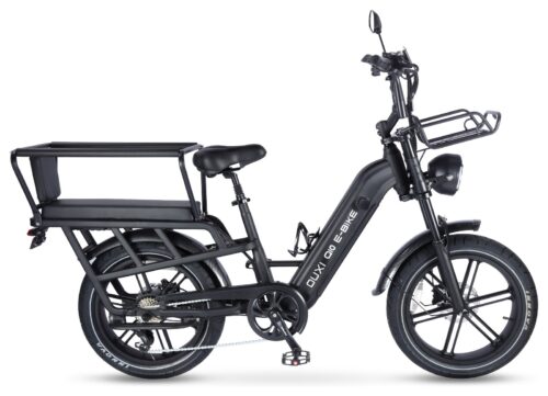 OUXI Q10 Longtail Cargo E-Bike in black, side view