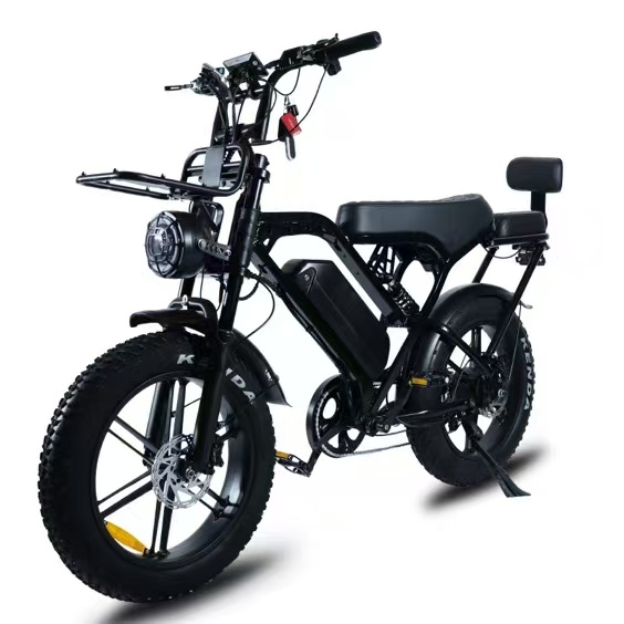 Newxing X80PRO electric bike side view showing the long bench seat and fat tyres