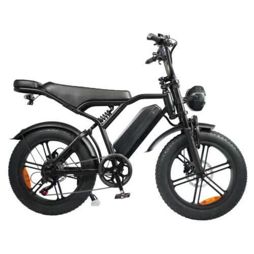 ZEROGO V8 electric bike side view showing the long bench seat, removable battery and 20-inch fat tyres